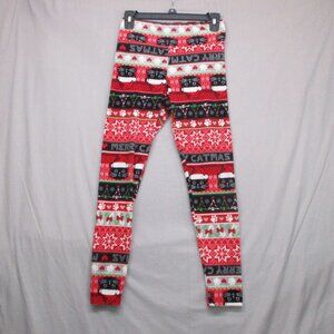 No Boundaries Christmas Cat Fleece Pants Red Youth Girl Size | S